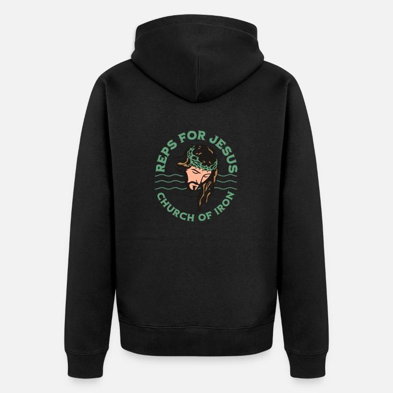 Répétitions pour Jesus Funny Gym - Veste à capuche bio Premium Unisexe - noir
