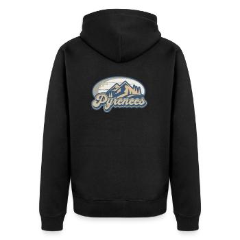 Pyrenäen Frankreich Vintage Mountains - Unisex Premium Bio Zip Hoodie - Schwarz - Hinten - Nico (187cm)