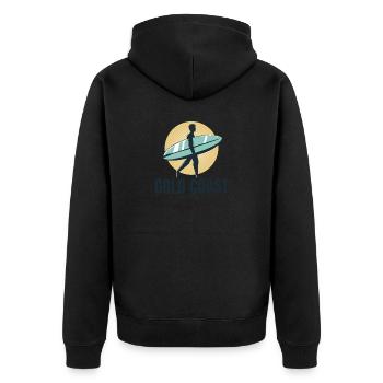 Gold Coast Australia Beach Surfer - Unisex Premium Organic Zip Hoodie - black - Back - Nico (187cm)