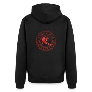 Saint Moritz Switzerland Skiing - Unisex Premium Organic Zip Hoodie - black - Back - Nico (187cm)