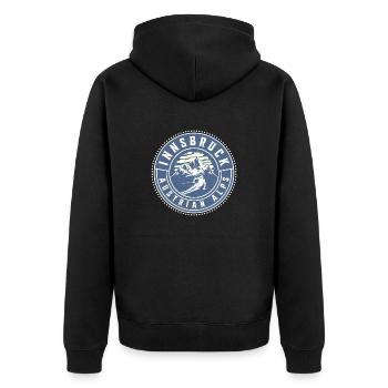 Innsbruck Austrian Alps Vintage Blue - Unisex Premium Organic Zip Hoodie - black - Back - Nico (187cm)