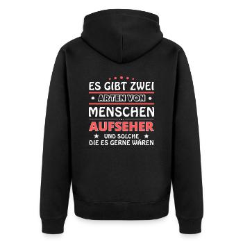 Overseer Gift - Two Types of... Design - Unisex Premium Organic Zip Hoodie - black - Back - Nico (187cm)