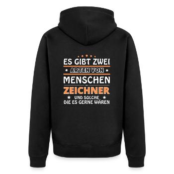Cadeau de dessinateur - Deux types de... Concevoir - Veste à capuche bio Premium Unisexe - noir - Dos - Nico (187cm)