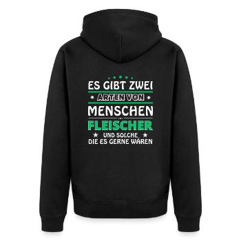 Butcher's Gift - Two Types of... Design - Unisex Premium Organic Zip Hoodie - black - Back - Nico (187cm)