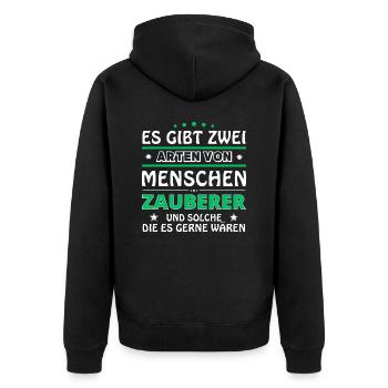 Wizard Gift - Two Types of...Design - Unisex Premium Organic Zip Hoodie - black - Back - Nico (187cm)