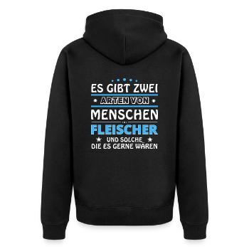 Butcher's Gift - Two Types of... Design - Unisex Premium Organic Zip Hoodie - black - Back - Nico (187cm)