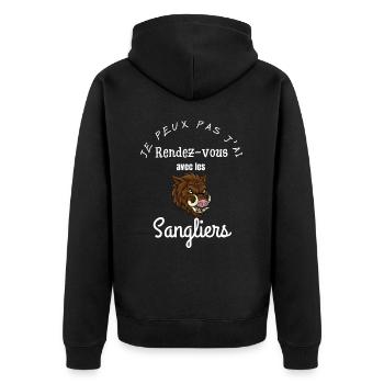 je peux pas j ai rendez vous avec les sangliers - Veste à capuche bio Premium Unisexe - noir - Dos - Nico (187cm)