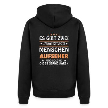 Overseer Gift - Two Types of... Design - Unisex Premium Organic Zip Hoodie - black - Back - Nico (187cm)