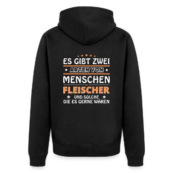 Butcher's Gift - Two Types of... Design - Unisex Premium Organic Zip Hoodie - black - Back - Nico (187cm)