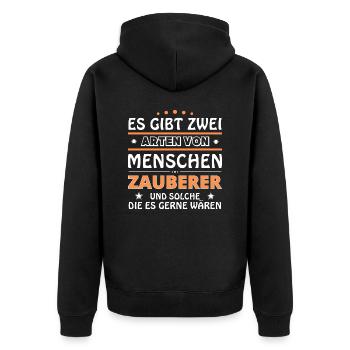 Wizard Gift - Two Types of... Design - Unisex Premium Organic Zip Hoodie - black - Back - Nico (187cm)