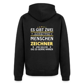 Draughtsman Gift - Two Types of... Design - Unisex Premium Organic Zip Hoodie - black - Back - Nico (187cm)