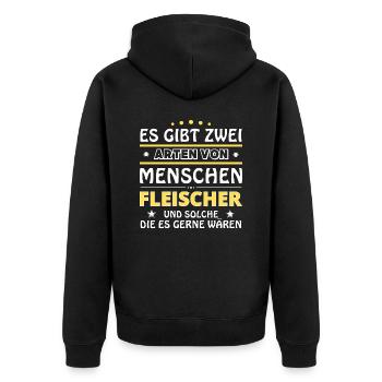 Butcher's Gift - Two Types of... Design - Unisex Premium Organic Zip Hoodie - black - Back - Nico (187cm)