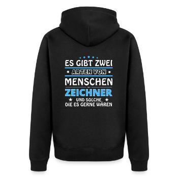 Cadeau de dessinateur - Deux types de... Concevoir - Veste à capuche bio Premium Unisexe - noir - Dos - Nico (187cm)
