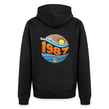 Legendary Since 1987 – 38 Years of Greatness - Unisex Premium Organic Zip Hoodie - black - Back - Nico (187cm)
