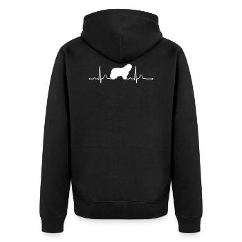POLSKI OWCZAREK NIZINNY heartbeat Herzschlag - Unisex Premium Bio Zip Hoodie - Schwarz - Hinten - Nico (187cm)