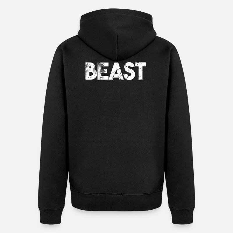 Beast Schriftzug Grizzlybär Geschenkidee - Unisex Premium Bio Zip Hoodie - Schwarz