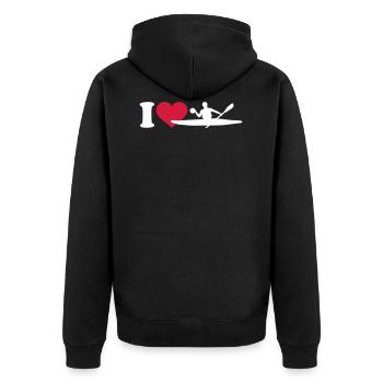 Kanupolo - Unisex Premium Bio Zip Hoodie - Schwarz - Hinten - Nico (187cm)