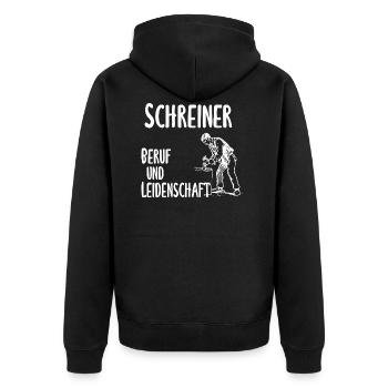 Schreiner - Beruf und Leidenschaft - Unisex Premium Bio Zip Hoodie - Schwarz - Hinten - Nico (187cm)