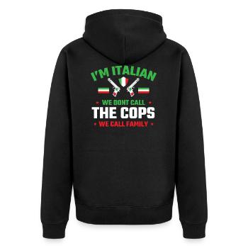 Italienische Familie Italien Lustig - Unisex Premium Bio Zip Hoodie - Schwarz - Hinten - Nico (187cm)