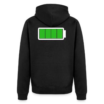 Battery - Fully charged | Energy - Unisex Premium Organic Zip Hoodie - black - Back - Nico (187cm)