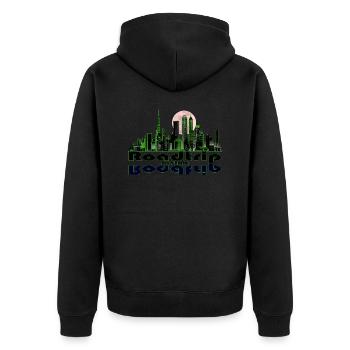 Road Trip Skyline - Veste à capuche bio Premium Unisexe - noir - Dos - Nico (187cm)