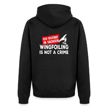 Wing Foiling Verbot Sachsen Surf Surfing Surfer - Unisex Premium Bio Zip Hoodie - Schwarz - Hinten - Nico (187cm)