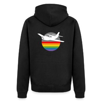 Rainbow Airplane blanc - Veste à capuche bio Premium Unisexe - noir - Dos - Nico (187cm)