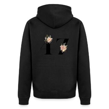47th Anniversary Flowers (Gift of 47 years) - Unisex Premium Organic Zip Hoodie - black - Back - Nico (187cm)