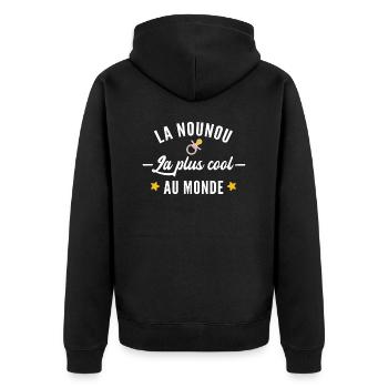 La nounou la plus cool du monde / humour nounou - Veste à capuche bio Premium Unisexe - noir - Dos - Nico (187cm)