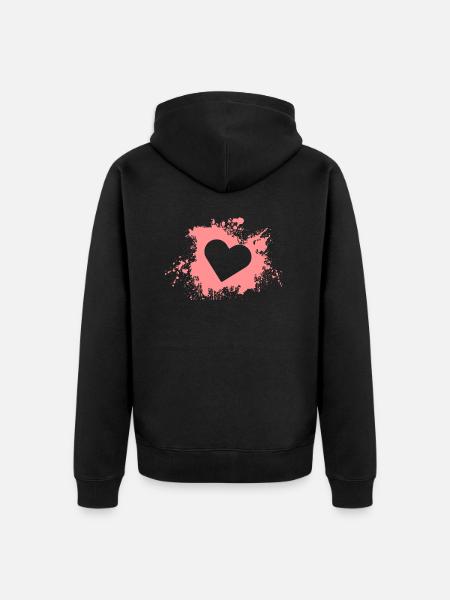 Herz Koralle - Unisex Premium Bio Zip Hoodie - Schwarz