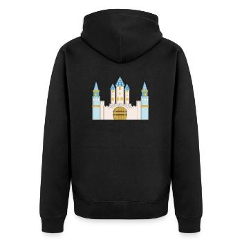 Prinzenburg blau, weiß und gold - Unisex Premium Bio Zip Hoodie - Schwarz - Hinten - Nico (187cm)