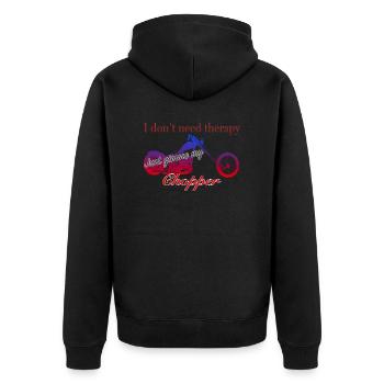 Eigentherapie Chopper - Unisex Premium Bio Zip Hoodie - Schwarz - Hinten - Nico (187cm)