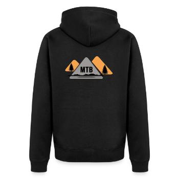MTB Fahrrad Fahrradkette Mountainbike BIKETRAIL - Unisex Premium Bio Zip Hoodie - Schwarz - Hinten - Nico (187cm)