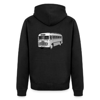 Bus Ikarus 31 Ungarn DDR Ostalgie Oldtimer - Unisex Premium Bio Zip Hoodie - Schwarz - Hinten - Nico (187cm)