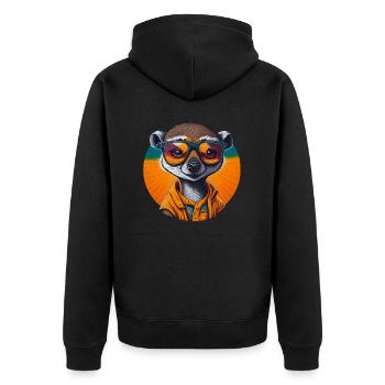 Cool Look Meerkat | Sonnenbrillen Erdmännchen - Unisex Premium Bio Zip Hoodie - Schwarz - Hinten - Nico (187cm)