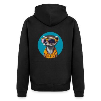 Cool Look Meerkat | Sonnenbrillen Erdmännchen - Unisex Premium Bio Zip Hoodie - Schwarz - Hinten - Nico (187cm)