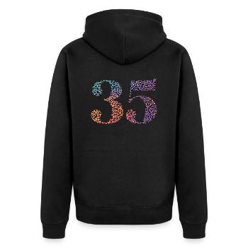 35th Anniversary Leopard - Unisex Premium Organic Zip Hoodie - black - Back - Nico (187cm)