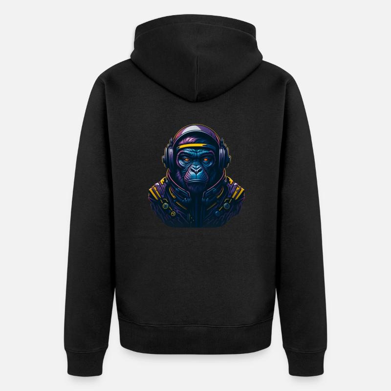Gorille Astronaute Singe - Veste à capuche bio Premium Unisexe - noir