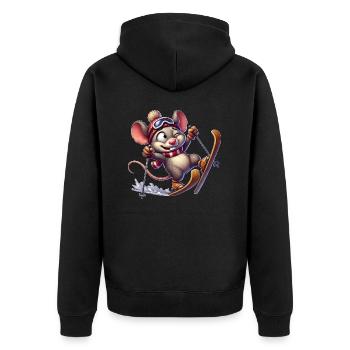 Souris maladroite sur les skis Plaisirs d’hiver - Veste à capuche bio Premium Unisexe - noir - Dos - Nico (187cm)