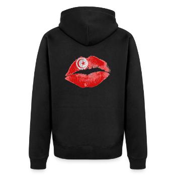 Kiss (Tunisie / Tunisie) - Veste à capuche bio Premium Unisexe - noir - Dos - Nico (187cm)