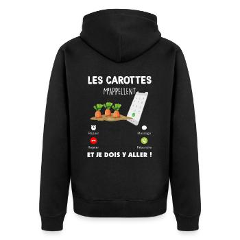 Jardinage humour jardinier carotte - Veste à capuche bio Premium Unisexe - noir - Dos - Nico (187cm)