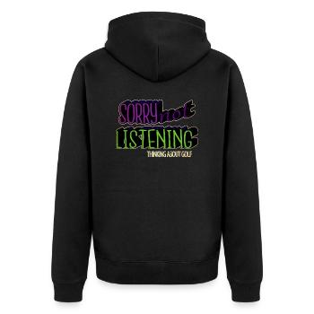 sport golfhoodie birthday golfgirls humor happy - Unisex Premium Bio Zip Hoodie - Schwarz - Hinten - Nico (187cm)