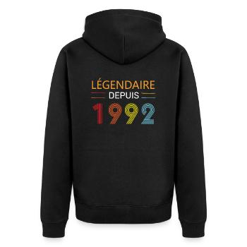Légendaire Depuis 1992 32 Anniversaire 32 Ans - Veste à capuche bio Premium Unisexe - noir - Dos - Nico (187cm)
