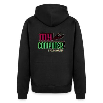 Present Hacking Coding Hacking Computer - Unisex Premium Organic Zip Hoodie - black - Back - Nico (187cm)