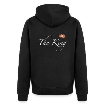 The King - Unisex Premium Bio Zip Hoodie - Schwarz - Hinten - Nico (187cm)