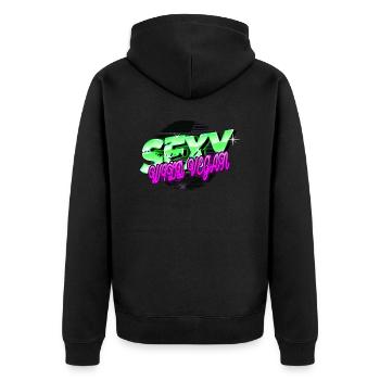 gesundes essen witzig statement gesundheit - Unisex Premium Bio Zip Hoodie - Schwarz - Hinten - Nico (187cm)