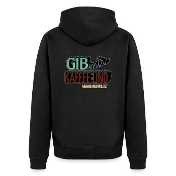 lustig kaffeesatz spaß kaffeekanne geschenkidee - Unisex Premium Bio Zip Hoodie - Schwarz - Hinten - Nico (187cm)