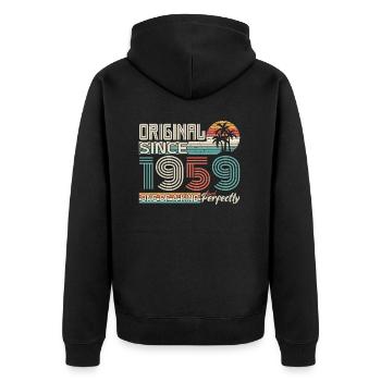 1959 Jubiläum 1959 geboren 1959 Jubiläum - Unisex Premium Bio Zip Hoodie - Schwarz - Hinten - Nico (187cm)