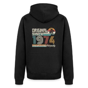 1974 anniversaire 1974 né en 1974 anniversaire - Veste à capuche bio Premium Unisexe - noir - Dos - Nico (187cm)