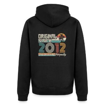 2012 anniversary 2012 born in 2012 anniversary - Unisex Premium Organic Zip Hoodie - black - Back - Nico (187cm)